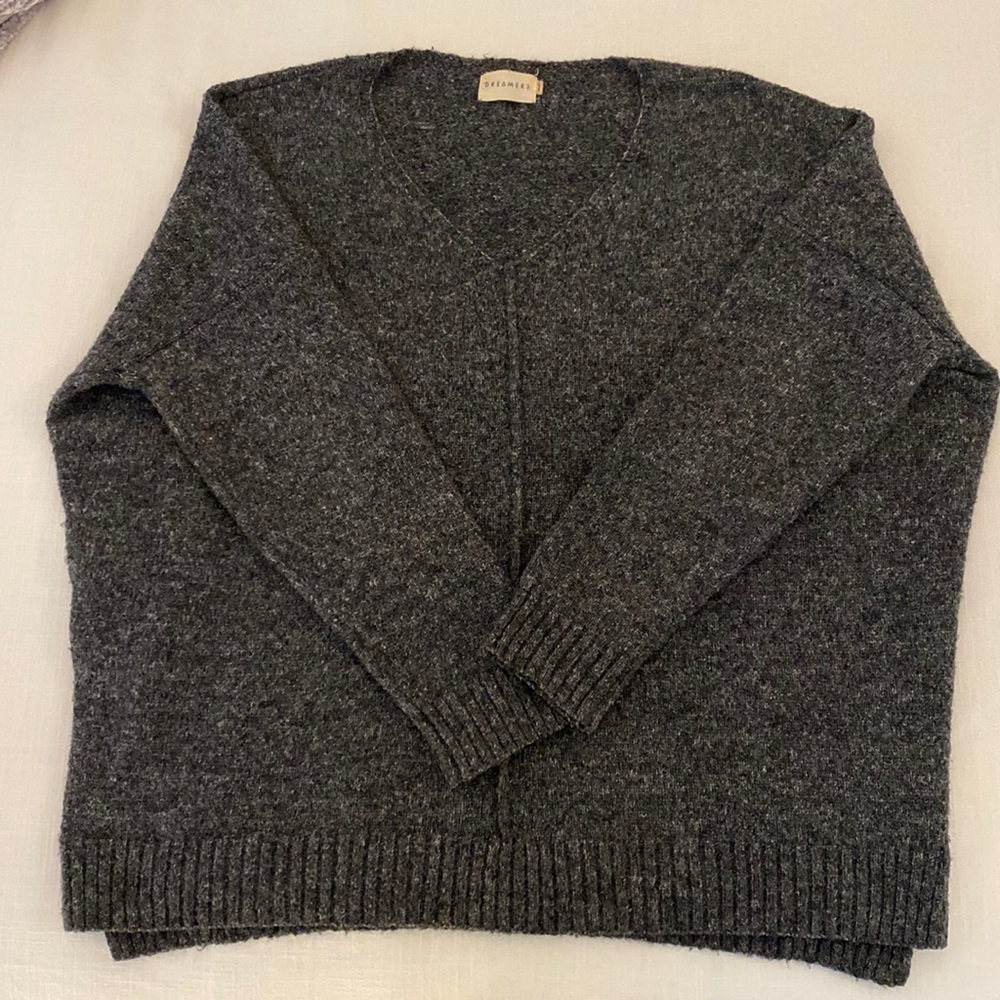 Dark Gray Marled Long Sleeve Sweater